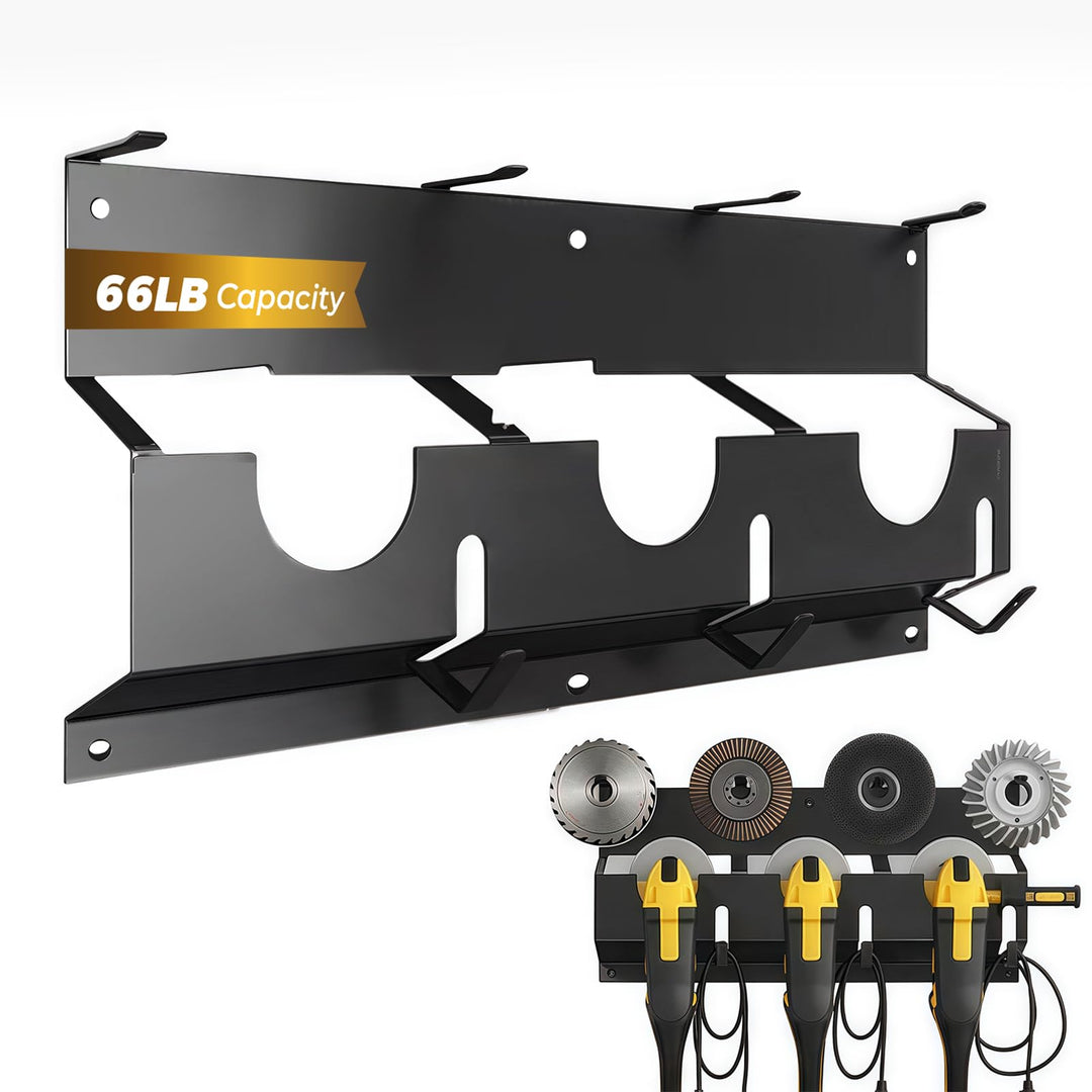 2-in-1 Winkelschleifer Halterung,Tragfähigkeit 66LB,3 Fächern,Winkelschleifer Halter Wandhalterung f