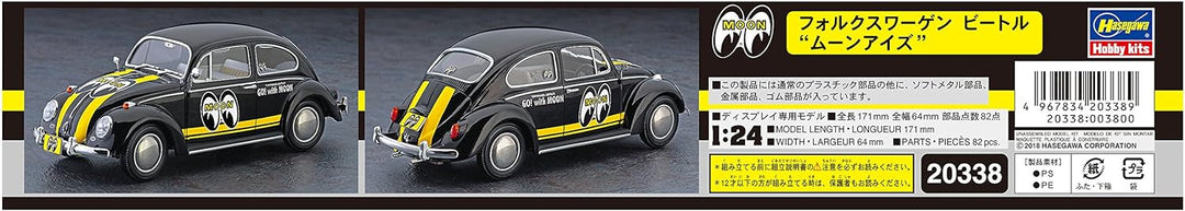 Hasegawa 020338 1/24 Volkswagen Käfer Type 1,Mooneyes Plastikmodellbausatz, Modelleisenbahnzubehör,