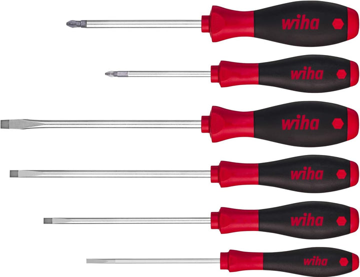 Wiha Schraubendreher Set SoftFinish® Schlitz, Pozidriv 6-tlg. mit Sechskantansatz (21249) ergonomisc