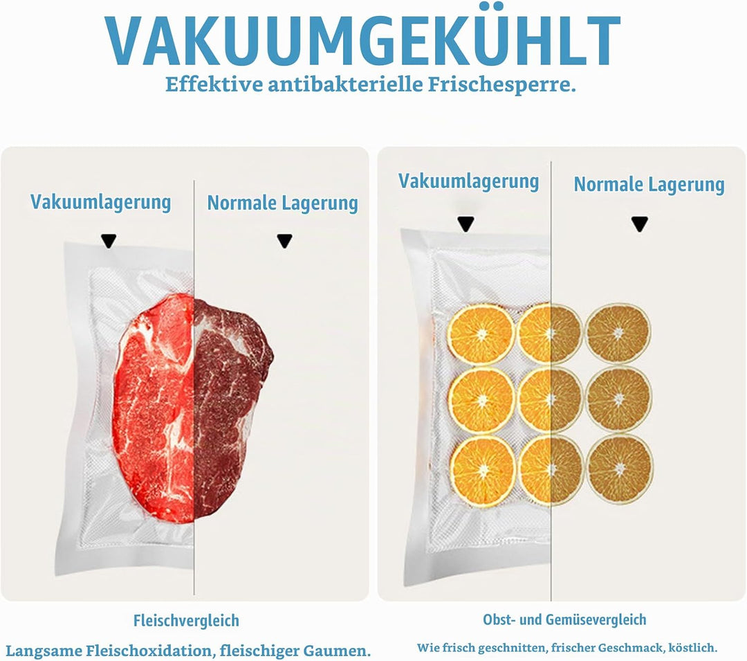 Vakuumiergerät, 5-in-1 Lebensmittel Vakuumierer mit 10 Stück 20x30cm Vakuumierbeutel, 65Kpa Abnehmba