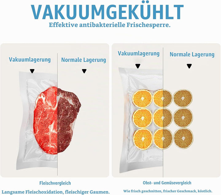 Vakuumiergerät, 5-in-1 Lebensmittel Vakuumierer mit 10 Stück 20x30cm Vakuumierbeutel, 65Kpa Abnehmba