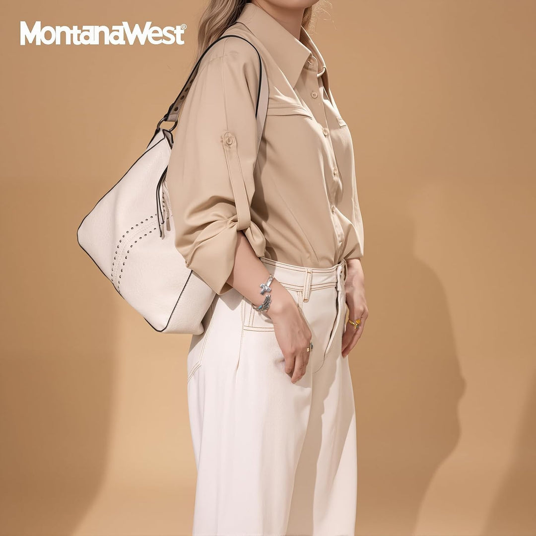 Montana West Hobo Bag for Women Crossbody Purse and Handbags Ladies Chic Shoulder Bags Beige, Beige