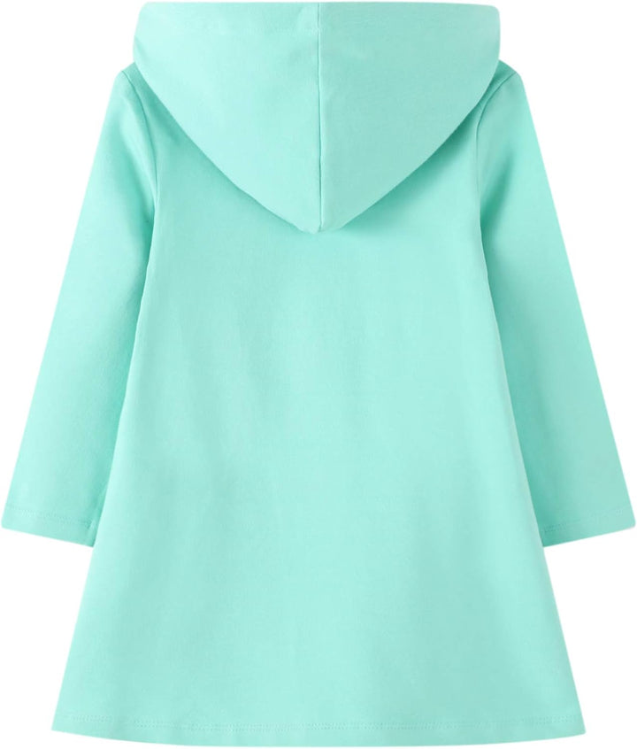 JinBei Mädchen Kapuzenkleid Langarm Kapuzenpullover Baumwolle Pullover Hoodie Sweatshirt Kleid Freiz