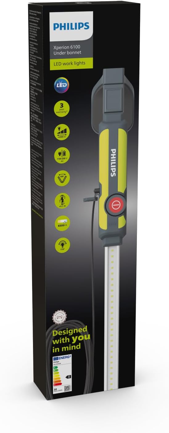 Philips Xperion 6100 Bonnet LED-Motorraumleuchte, Hybridfunktion mit Akku- oder Kabelbetrieb, auszie