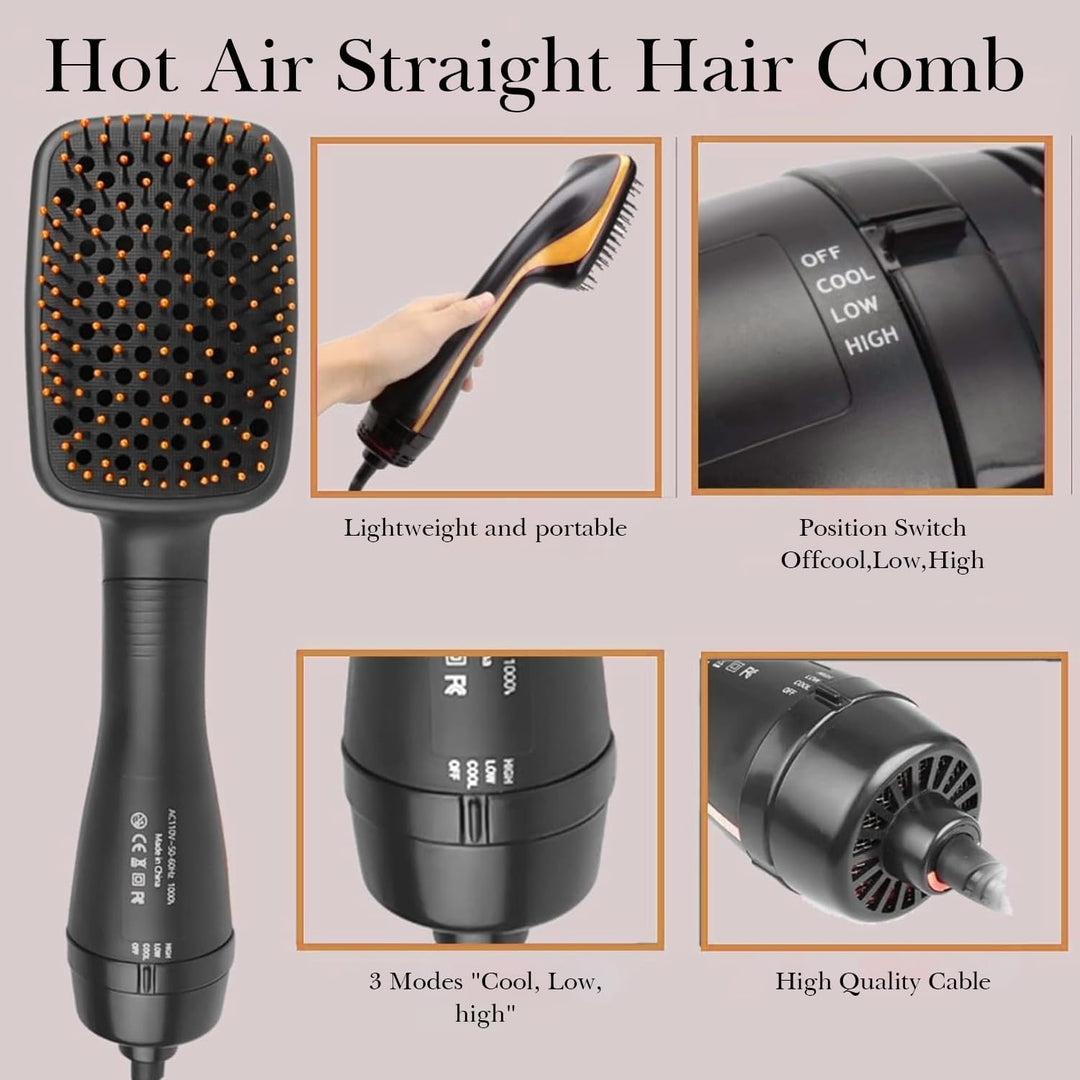 Haartrocknerbürste, 3 in 1 Negativ-Ionen-Haartrockner Heissluftbürste Haarstyling-Werkzeug, Glätteis