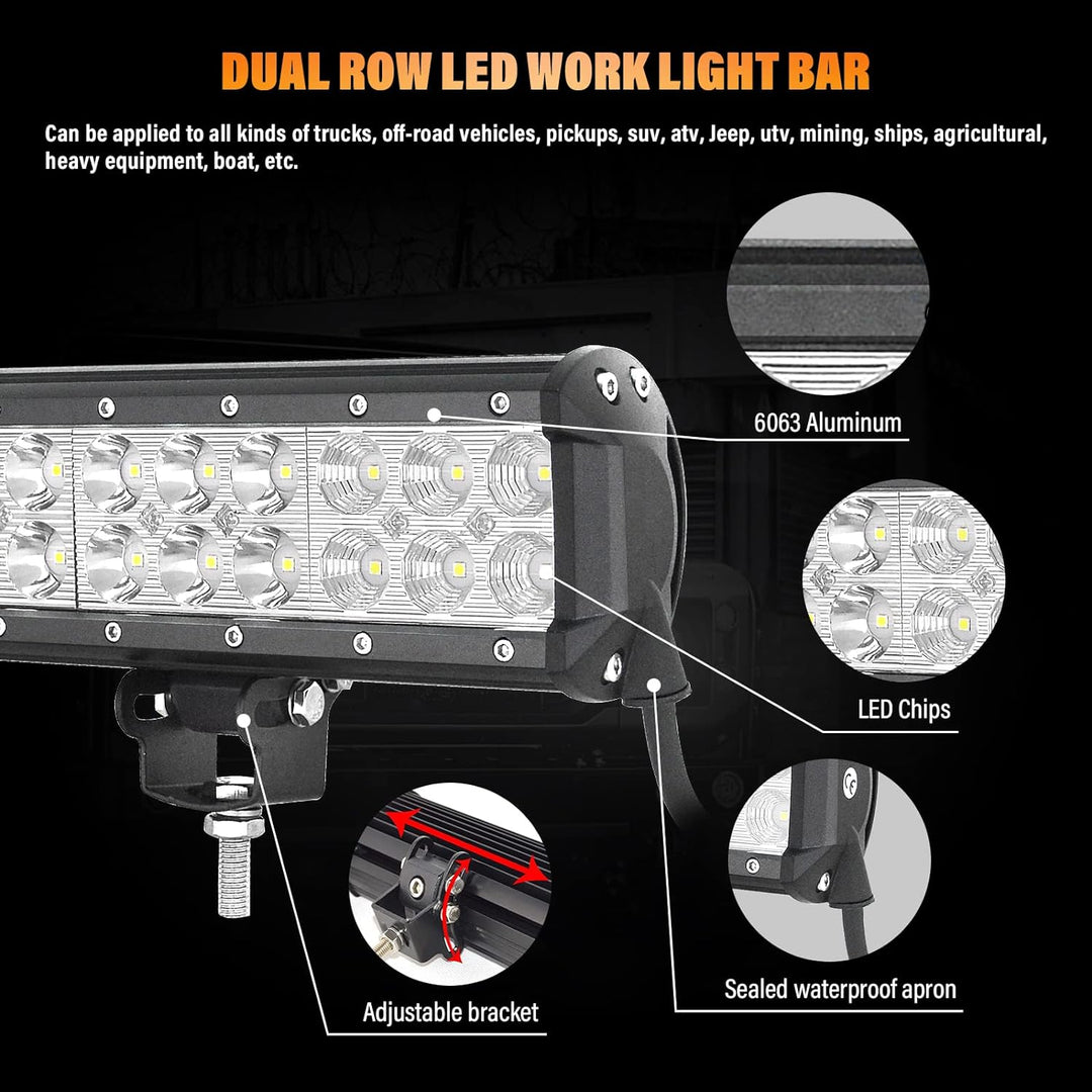 SKYWORLD led zusatzscheinwerfer bar, Zweireihiges wasserdicht 20 Zoll 50cm 126W Scheinwerfer Flutlic