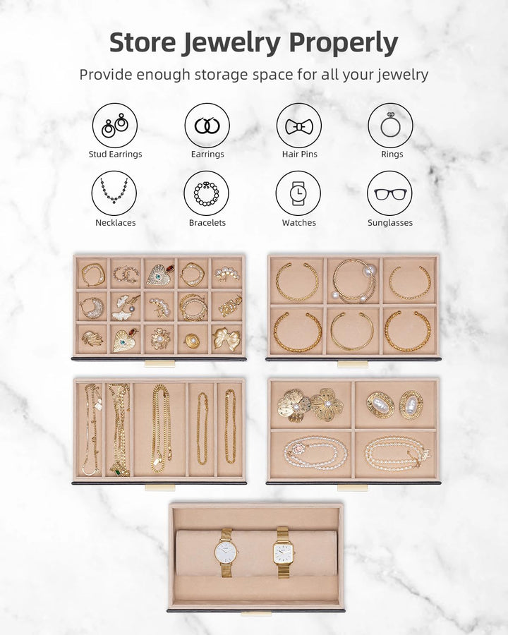 Vlando Modern Schmuckkasten Gross, Schmuckkästchen mit 6 Ebenen, Geräumige Schmuckschatulle Damen, f