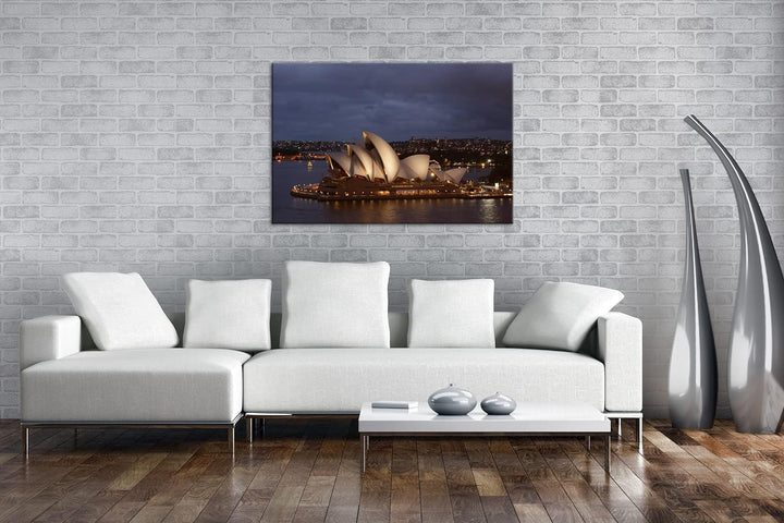 deyoli Sydney Opera House im Format: 100x70 als Leinwandbild, Motiv fertig gerahmt auf Echtholzrahme