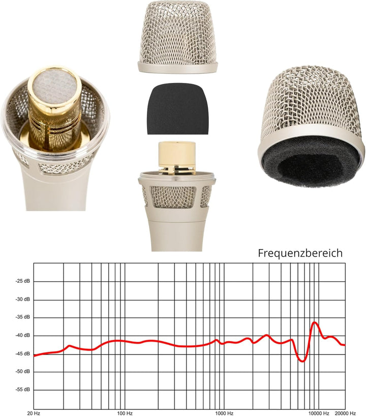 Pronomic CML-104 Kondensatormikrofon für präzise Schallaufnahme - Handmikrofon mit Windschutz - Gesa