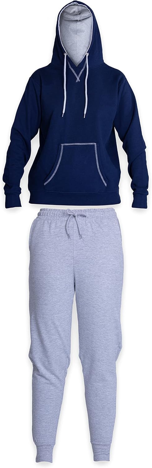 maluuna Damen Hausanzug Hoodie mit Hose, Farbe:grau, Grösse:S