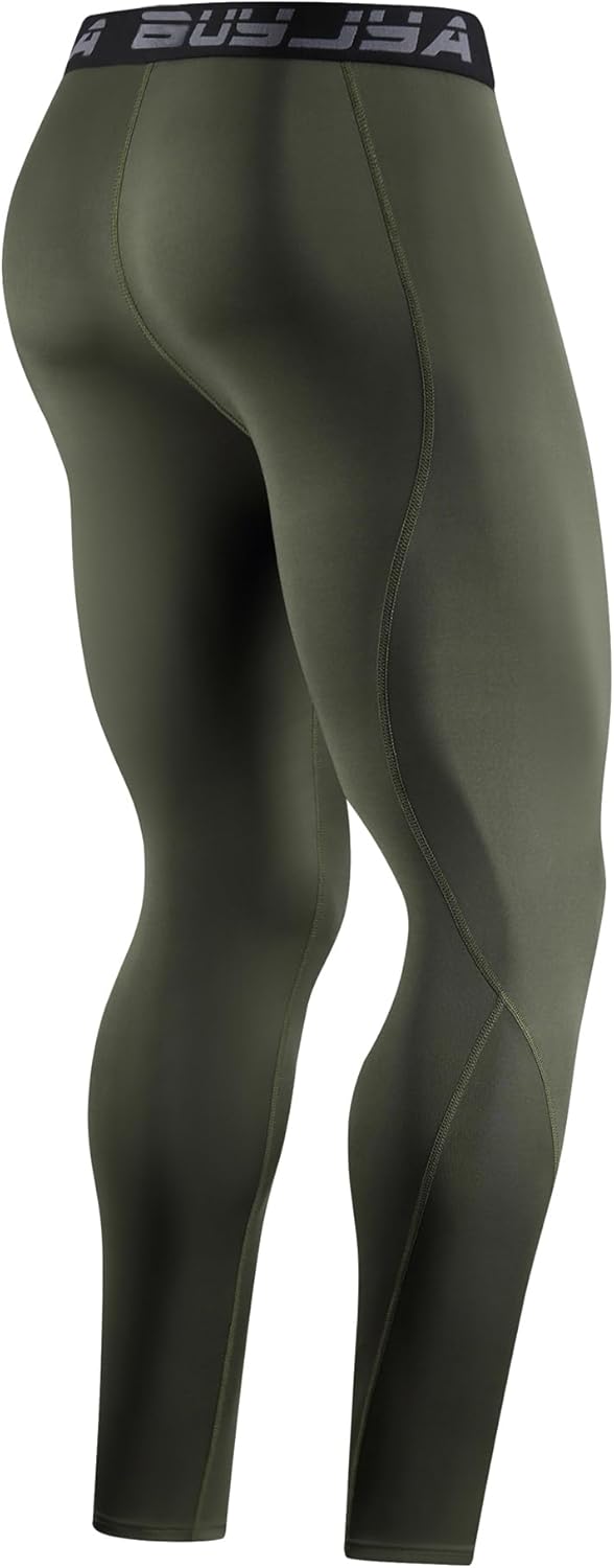 BUYJYA 3er-Pack Kompressionshosen für Herren, Laufhose, Workout-Leggings, sportlich, kühl, trocken,