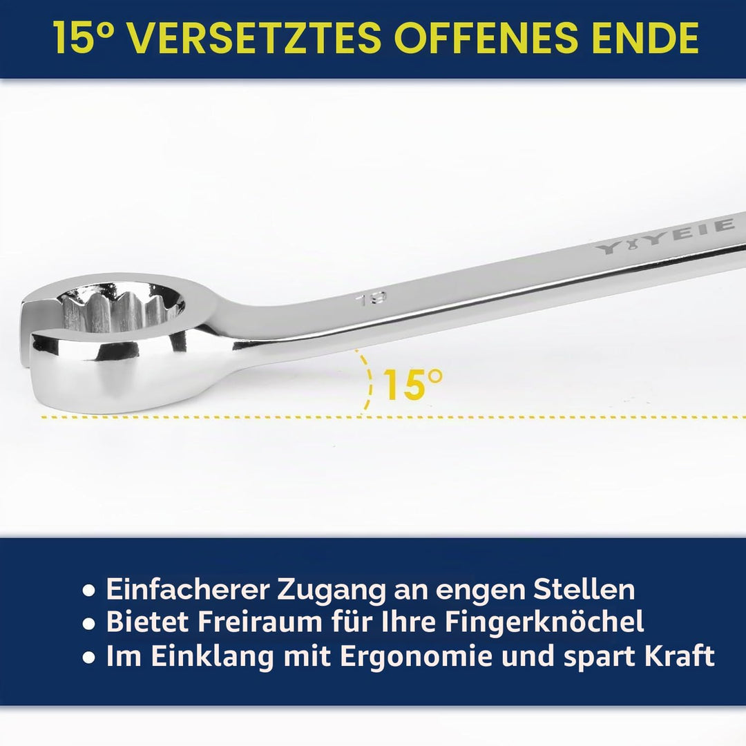 YIYEIE Bremsleitungsschlüssel Set 5-tlg I 9-21mm Offener Ringschlüsse I Chrom-Vanadium Stahl mit Las