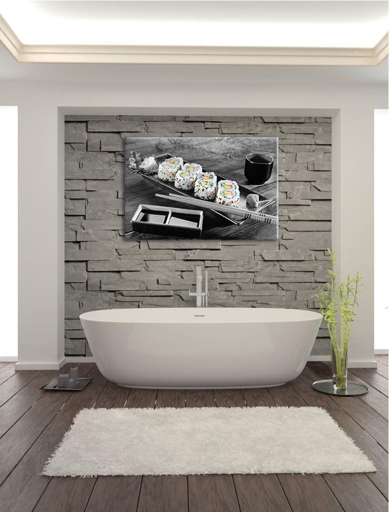 köstliche Inside Out Sushi Rollen schwarz/weiss Format: 100x70 auf Leinwand, XXL riesige Bilder fert