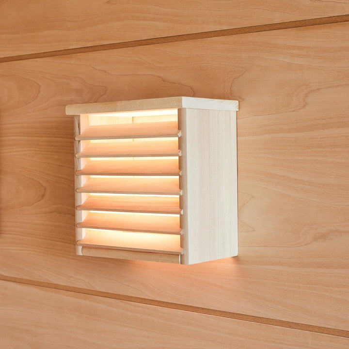 Holz Sauna-Lampenschirm | Sauna Blendschirm naturbelassen | Saunazubehör in Lamellenoptik | Zubehör