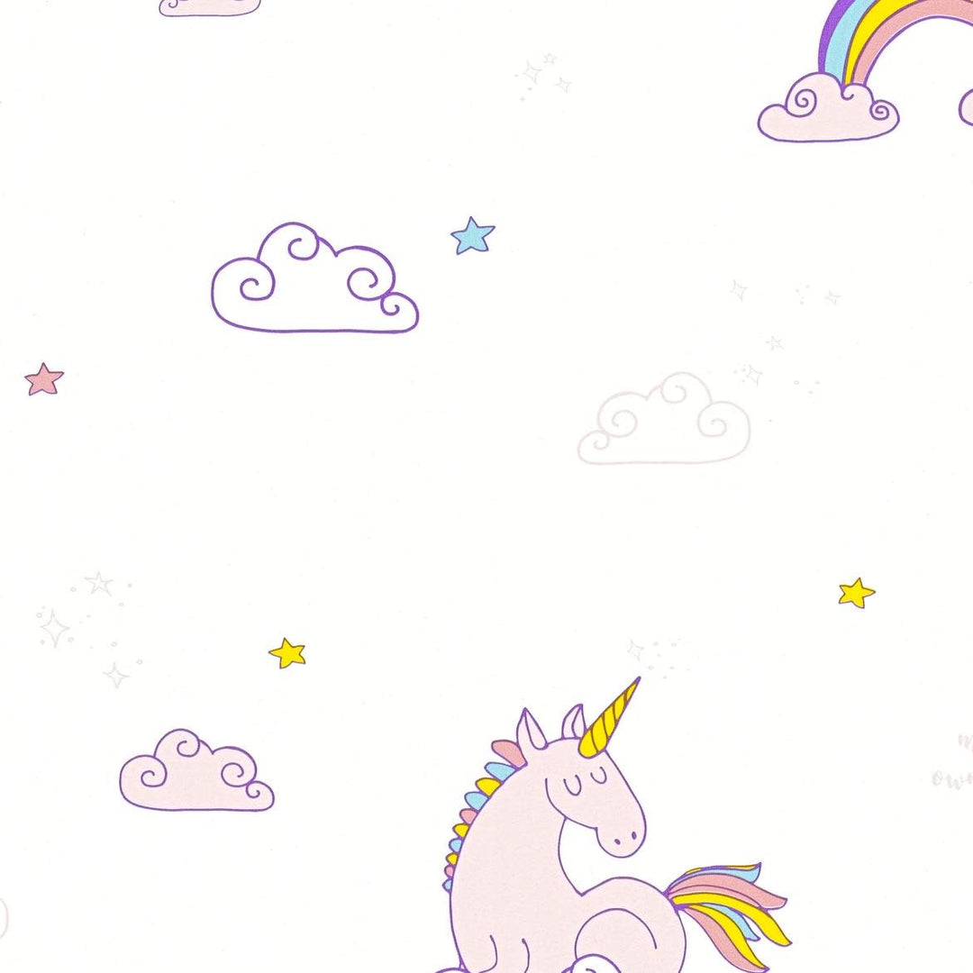 ROLLER A.S.Creation Papiertapete - Einhorn - weiss-rosa - 10 Meter Bunt Lila Weiss Boys & Girls 6, B