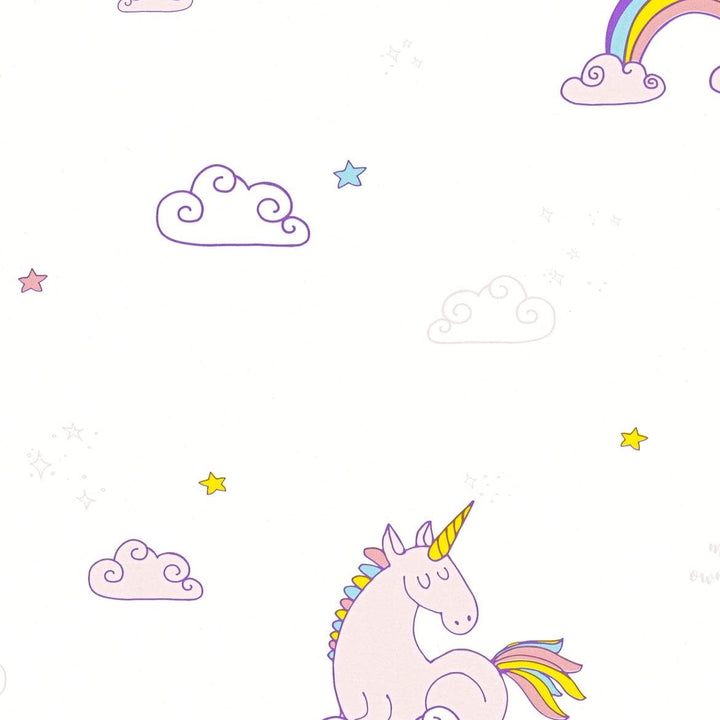 ROLLER A.S.Creation Papiertapete - Einhorn - weiss-rosa - 10 Meter Bunt Lila Weiss Boys & Girls 6, B