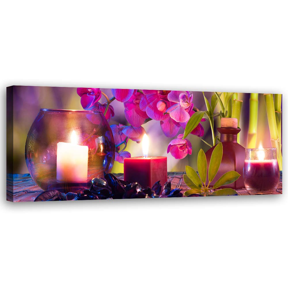 Leinwandbild XXL Zen Wandbild Kunst Spa Violett 150x50 cm Leinwandbild 150x50 cm Violett_c, Leinwand