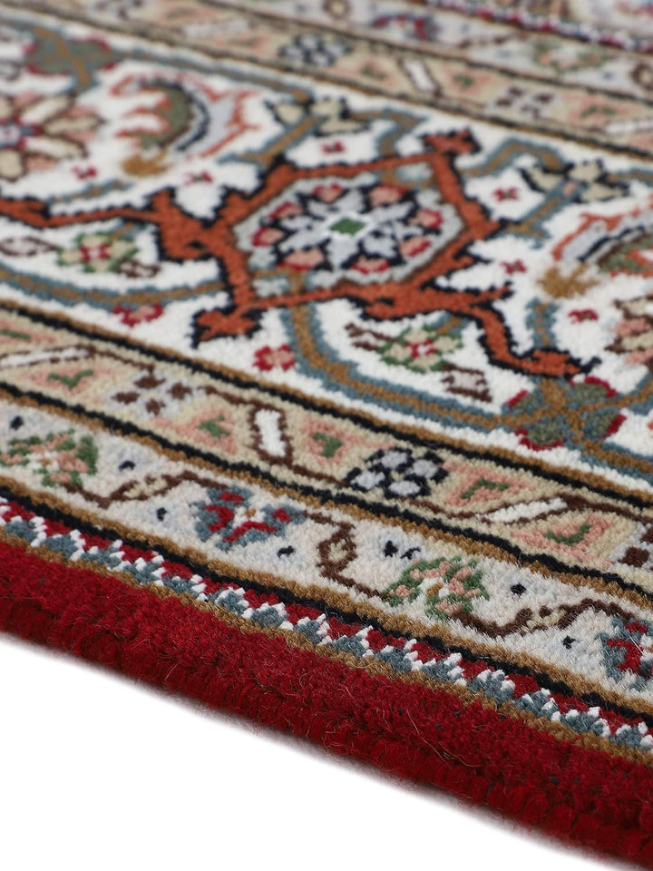 carpetfine Tabriz Mahi Teppich Rot 60x90 cm | Handgeknüpfter Teppich für Wohn- und Schlafzimmer 60x9