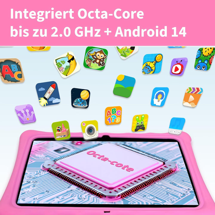 Veidoo Kinder-Tablet – 25,7 cm (10,1 Zoll) IPS-Augenpflege-Bildschirm, 7 GB (3 + 4) RAM, 64 GB ROM 5
