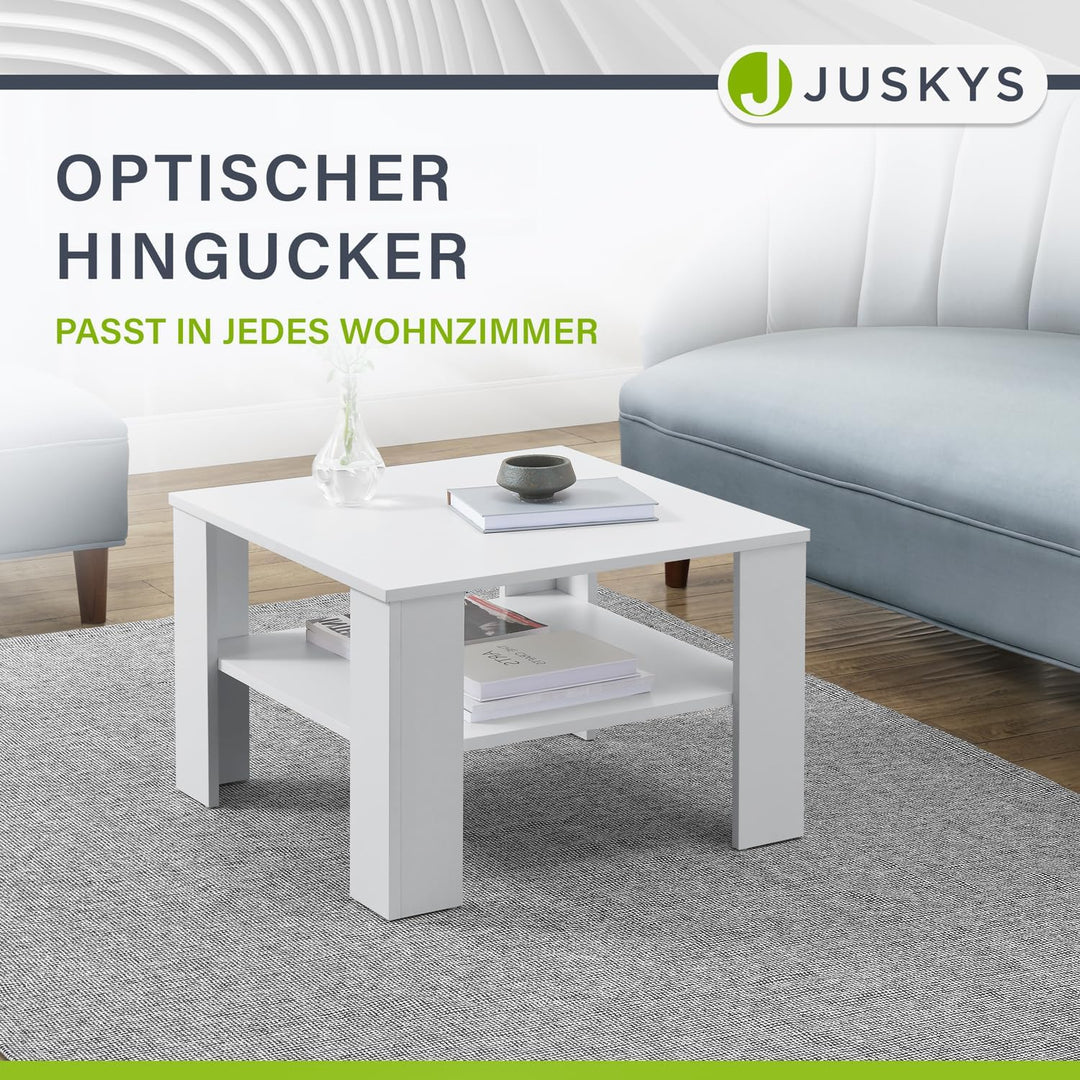 Juskys Couchtisch mit Ablage 60x60x40 cm - Holz, pflegeleicht, robust - Moderner Beistelltisch für Z