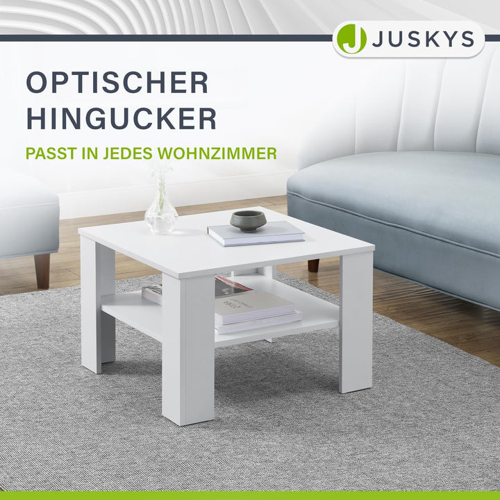 Juskys Couchtisch mit Ablage 60x60x40 cm - Holz, pflegeleicht, robust - Moderner Beistelltisch für Z