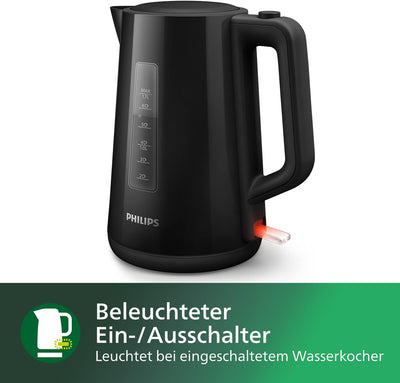 Philips Wasserkocher – 1.7 L Fassungsvermögen mit Kontrollanzeige, Pirouettenbasis, 2200 Watt, 16 x