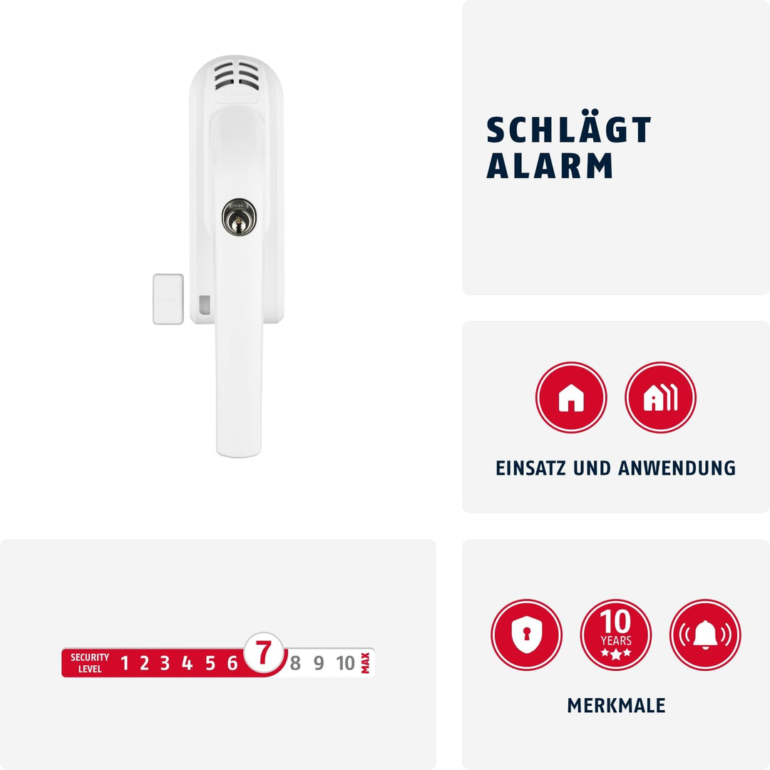ABUS Abschliessbarer Fenstergriff FG300A AL0125 - Fensterknauf mit Druckzylinder und Alarmfunktion,