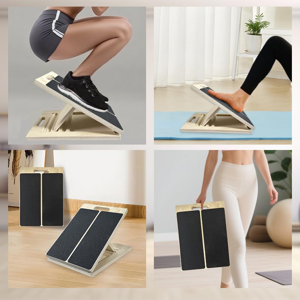 Wadendehner aus Holz,Wadendehner-Schrägbrett Hölzerne,Balance Board aus Holz, Verstellbares mit 5 Ne