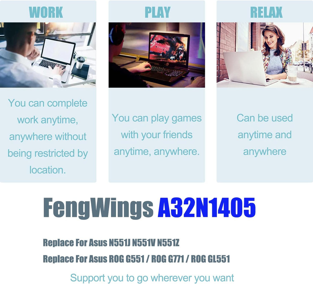 FengWings® Akku A32N1405 10.8V 5200mAh Ersetzen Batterie Kompatibel mit ASUS G551JX GL551JW GL551JX