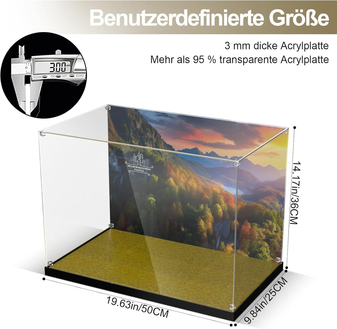 cooldac Acryl-Vitrine für Lego Schloss Neuschwanstein 21063, Transparente Acryl-Vitrine mit klarem H