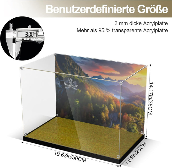 cooldac Acryl-Vitrine für Lego Schloss Neuschwanstein 21063, Transparente Acryl-Vitrine mit klarem H
