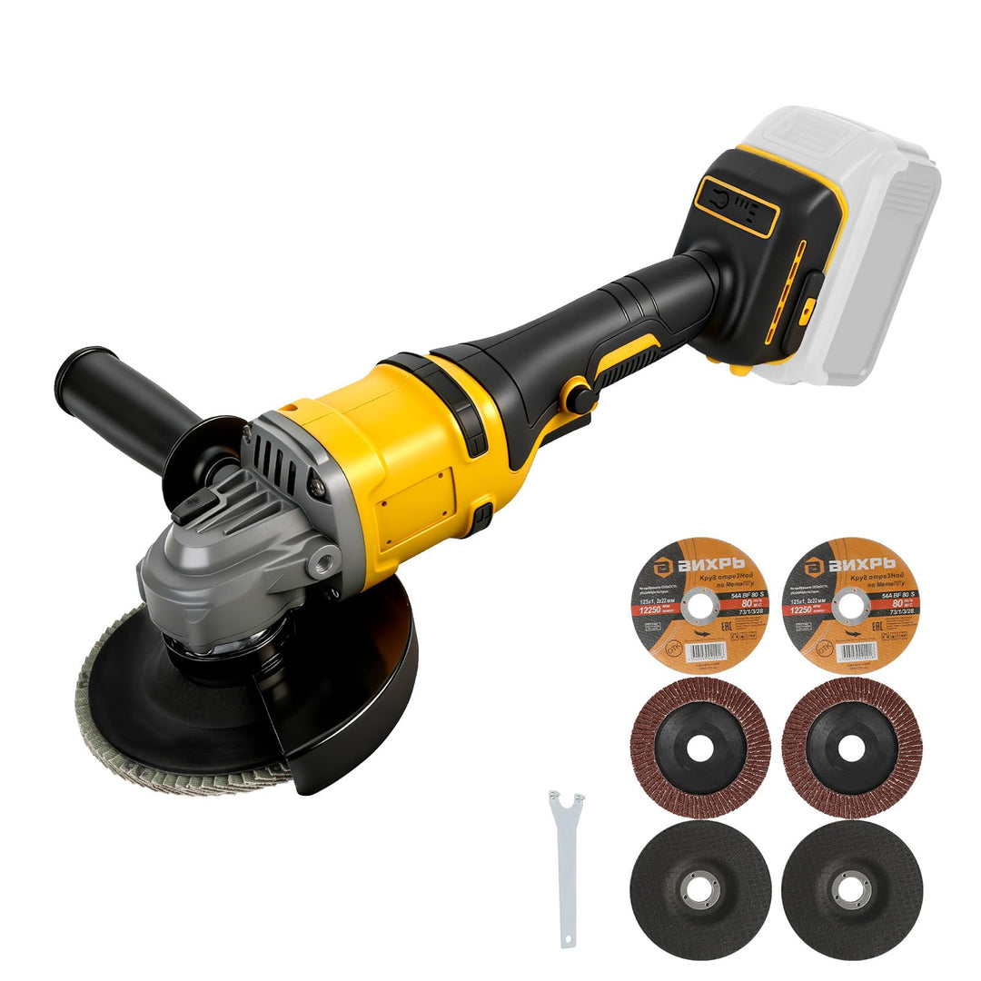 Akku Winkelschleifer 125 mm Kompatibel mit Dewalt 20V Akkus, Kabelloser Schleifer, 1180W Bürstenlose