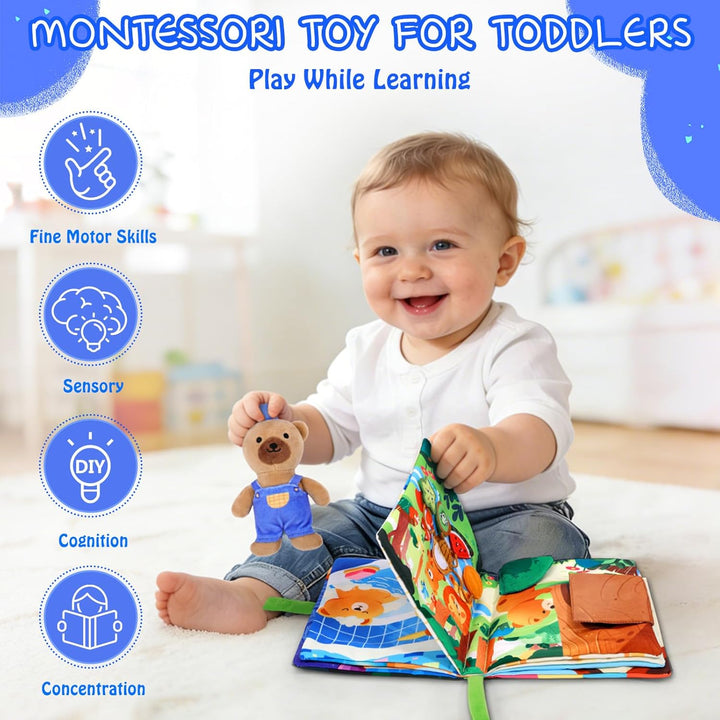 Esjay Busy Book für Kleinkinder ab 1 Jahr, Montessori Spielzeug Bär Busy Board, Activity Buch Quiet