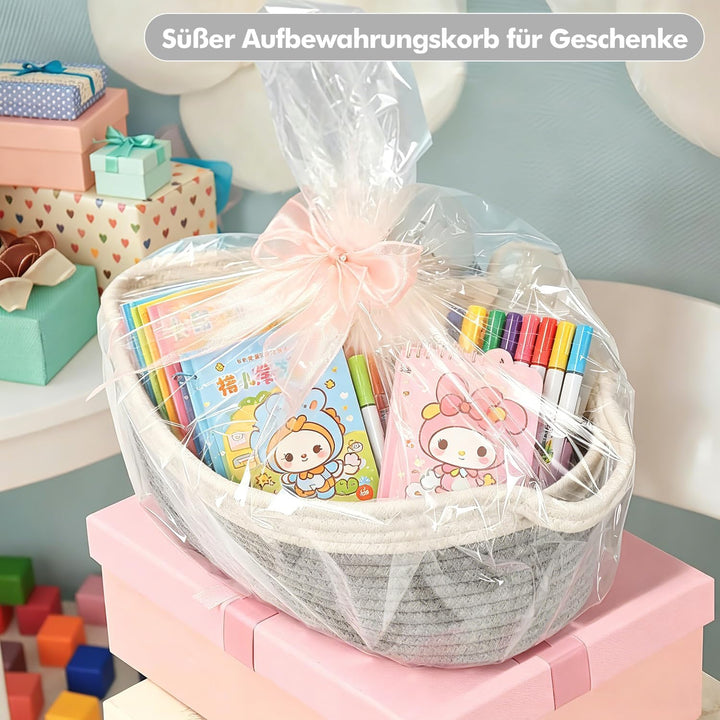 5 Stück Aufbewahrungskorb Geflochtenem Baumwollseil Geflochtener Korb mit Griff für Die Aufbewahrung