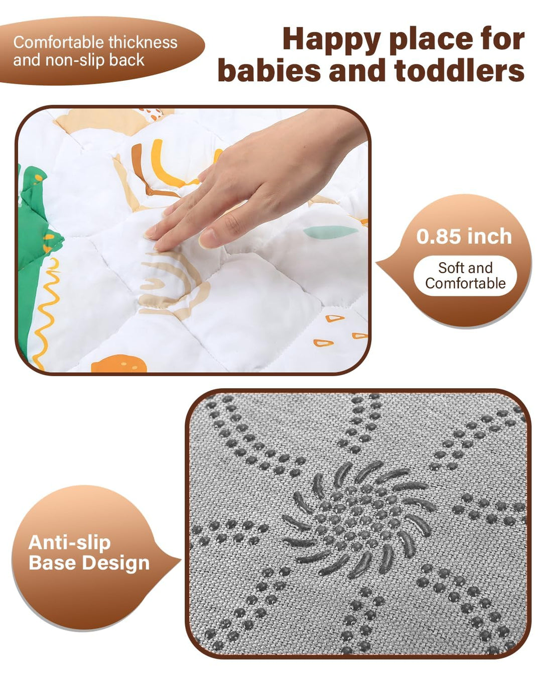 Krabbeldecke Für Baby 110 X 110CM, Krabbelmatte Babymatte Faltbar, Weich und Rutschfest Spielmatte b