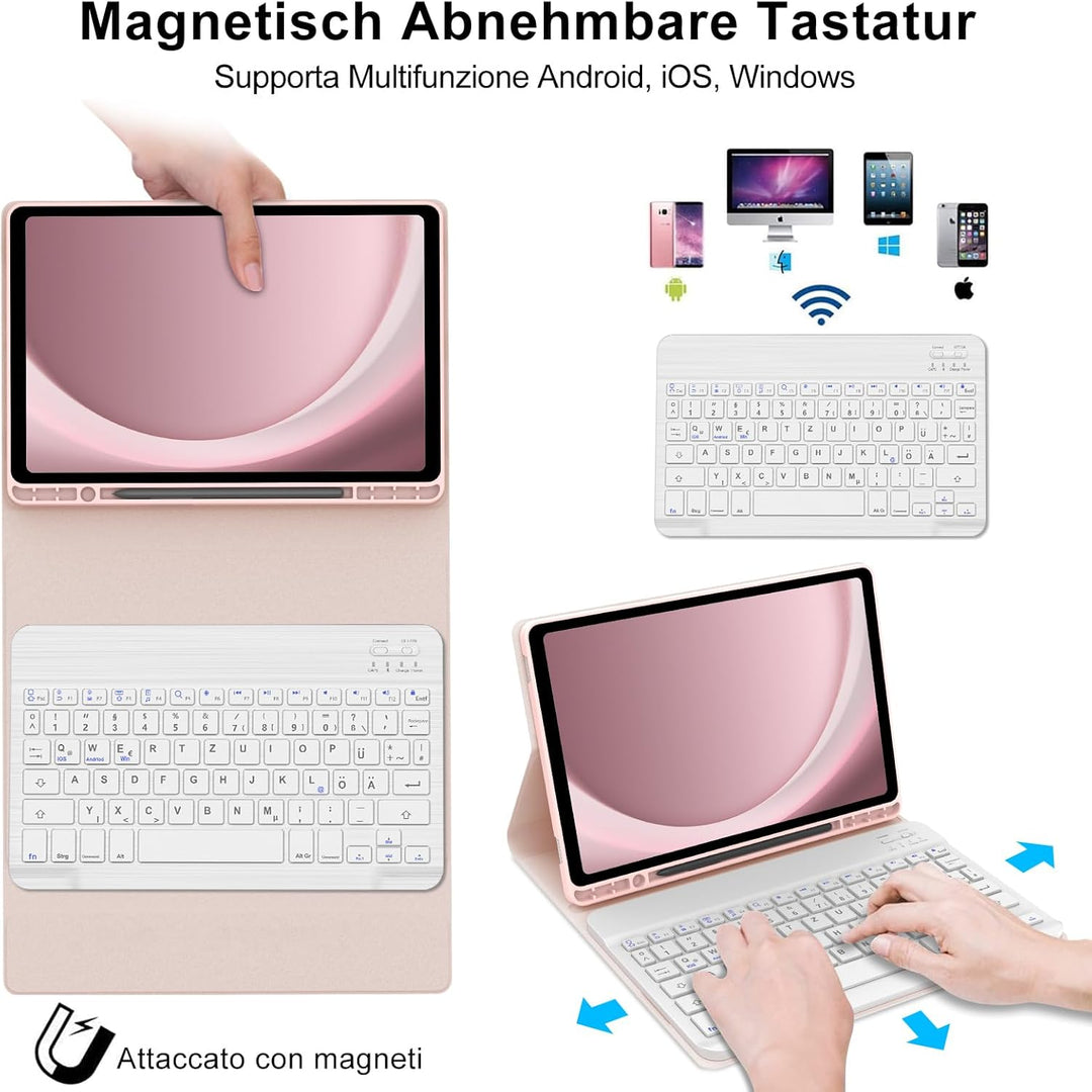 IVEOPPE Tastatur Hülle für Samsung Galaxy Tab А9 Plus 11 Zoll, [QWERTZ Deutsches], Bluetooth Abnehmb