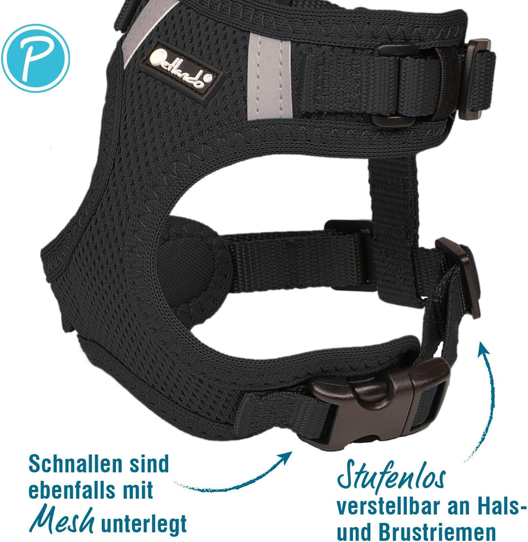 Petlando Hundegeschirr Mesh Vest, leichtes Brustgeschirr aus weichem Mesh & Nylon, stufenlos verstel
