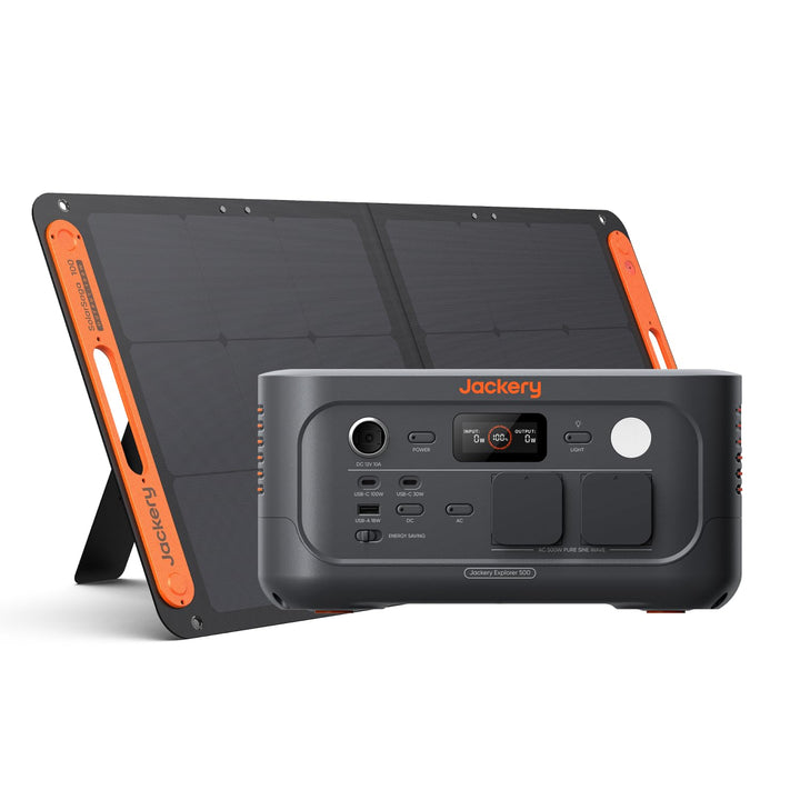 Jackery E500 V2 mit 100W Solarpanel, Tragbare Powerstation & Solargenerator für Camping, Wohnmobil &