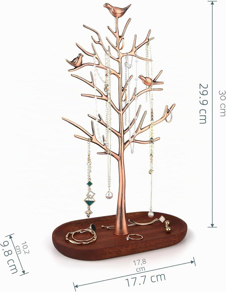 MORE&LESS Zweig Schmuckständer mit Holztablett Farbe Luxus Baum Turm hängende Aufbewahrungsstücke fü