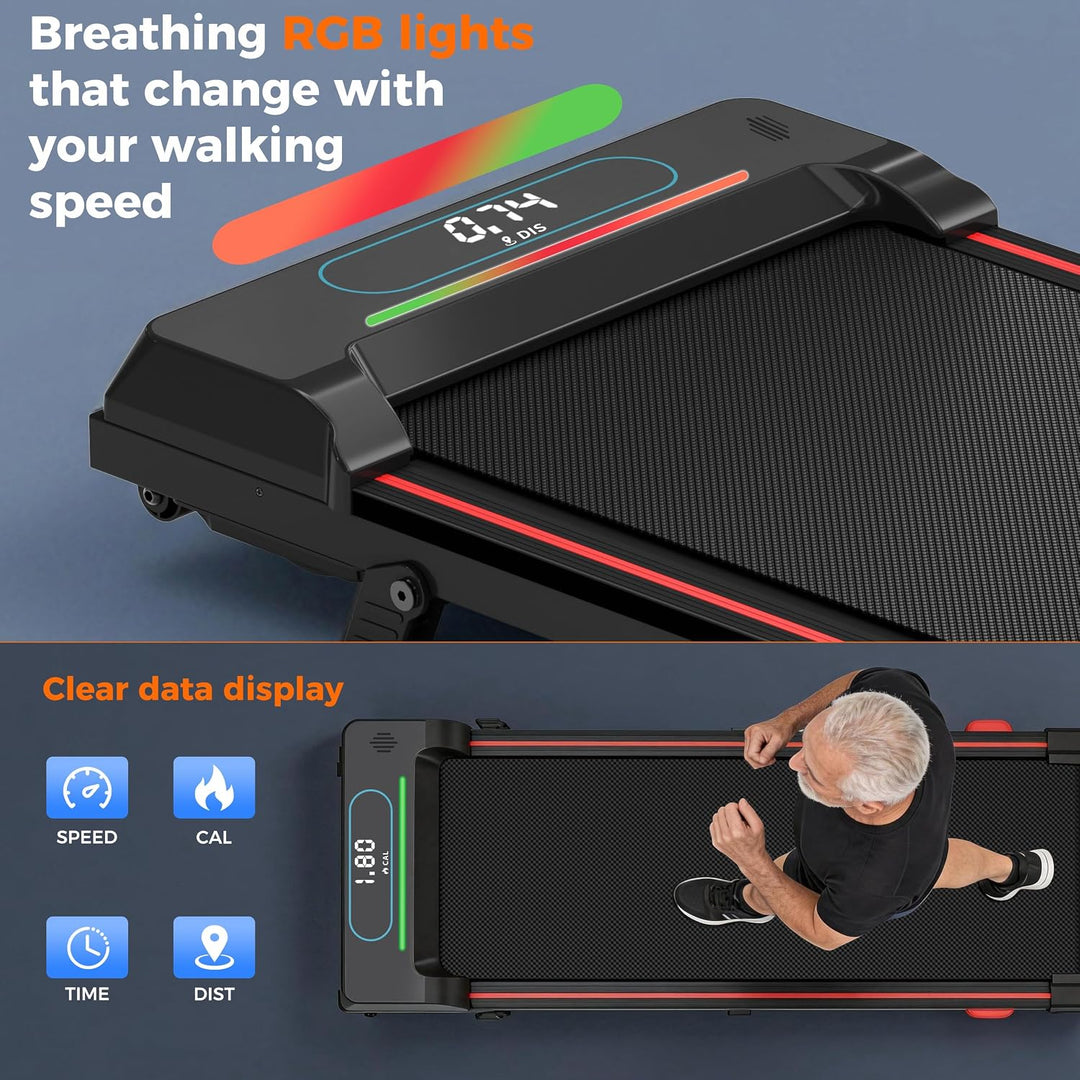 Walking Pad Laufband mit 5% Steigung für Zuhause und Büro | 2,5HP leiser Motor,RGB-Licht, Bluetooth