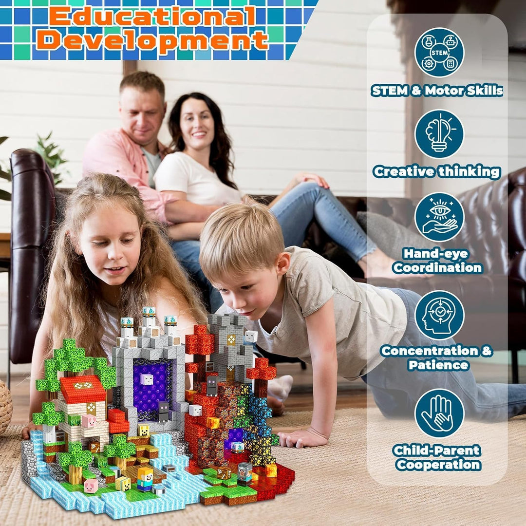 Magnetische Bausteine BAU Magische Zeitreise mit 240 Magnetbausteinen - Abenteuer-Set mit Rittern, G