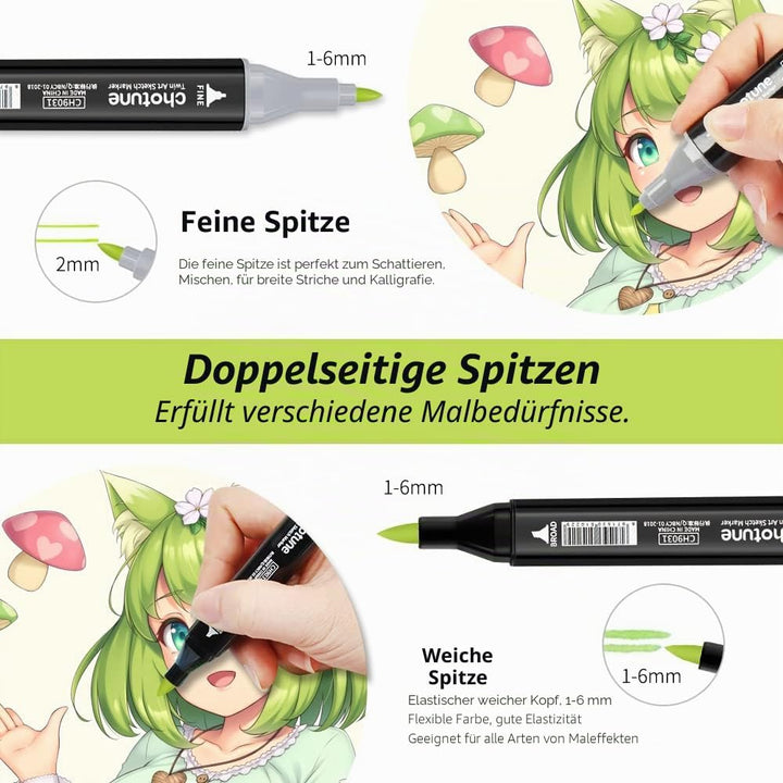 CHOTUNE 168 Farben Marker Set, 2023 Neueste Permanenter Marker, Einzigartiges Doppelkopf-Design, Aus