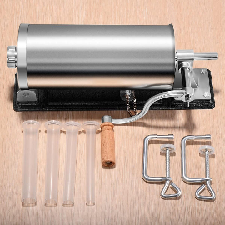 RELAX4LIFE 3,6L Wurstfüller manuell, Wurstfüllmaschine mit 4 Füllrohre, Wurstpritze für Metzgerei &