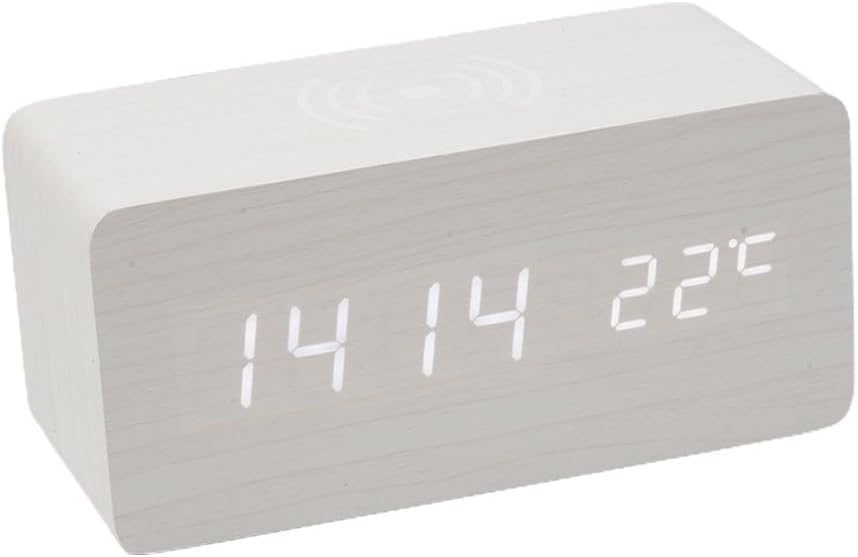 Wecker Digitale Tischuhr, LED Holz Wecker Digital Wecker Multifunktionale USB Power Tischuhr Alarm C