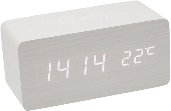 Wecker Digitale Tischuhr, LED Holz Wecker Digital Wecker Multifunktionale USB Power Tischuhr Alarm C