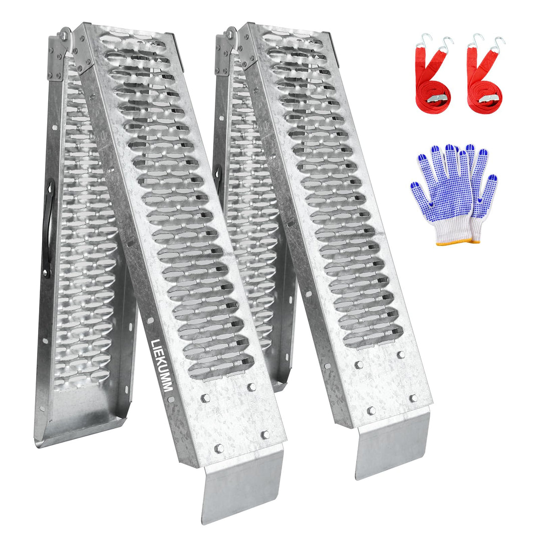 LIEKUMM 2X Auffahrrampe 440kg klappbar Laderampe, Stahl Verladerampe Laderampen für Anhänger Motorra