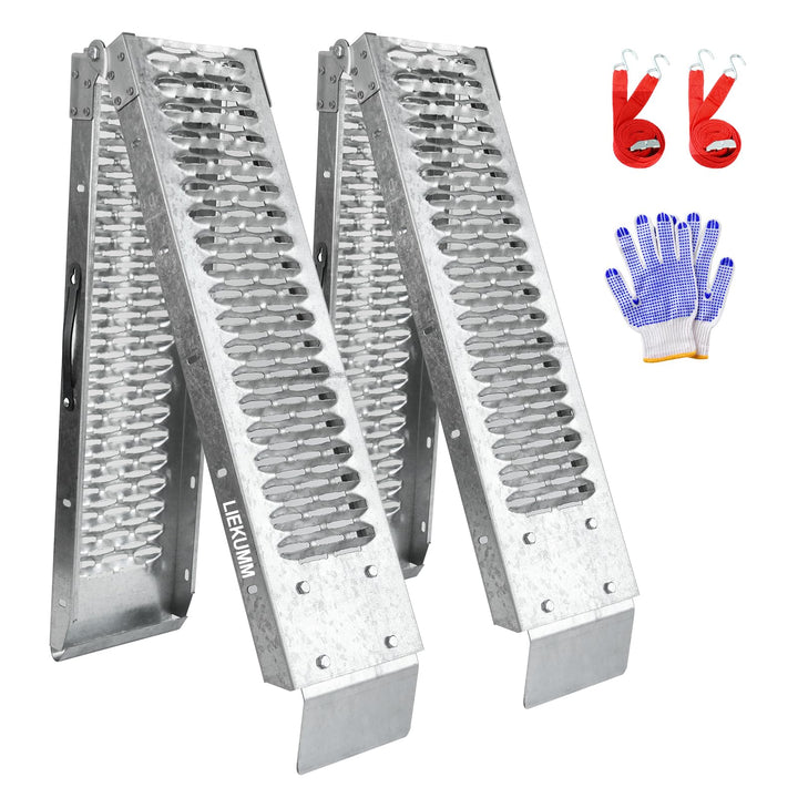 LIEKUMM 2X Auffahrrampe 440kg klappbar Laderampe, Stahl Verladerampe Laderampen für Anhänger Motorra