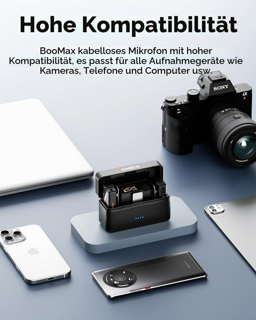 COMICA BooMax Kabelloses Lavalier Mikrofon, Dual Ansteckmikrofon für iPhone/Android/Kamera/PC, 48 kH