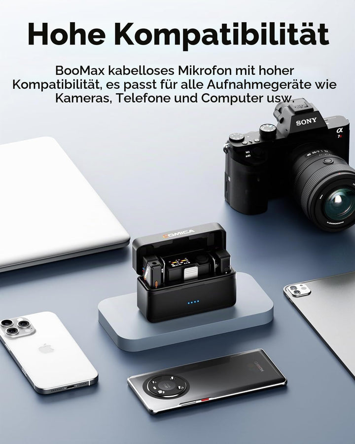 COMICA BooMax Kabelloses Lavalier Mikrofon, Dual Ansteckmikrofon für iPhone/Android/Kamera/PC, 48 kH