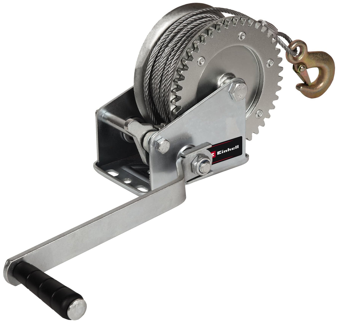 Einhell Handseilwinde TC-WI 800 (max. Tragkraft 800 kg, 20 Meter langes drallfreies Drahtseil, Rückl